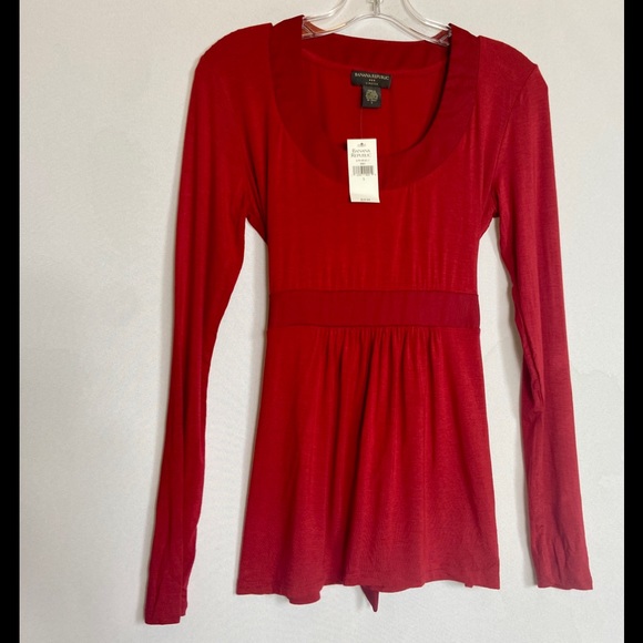 NWT Banana Republic Red Long-Sleeve Blouse w/tie